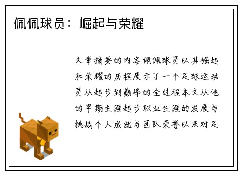 佩佩球员：崛起与荣耀